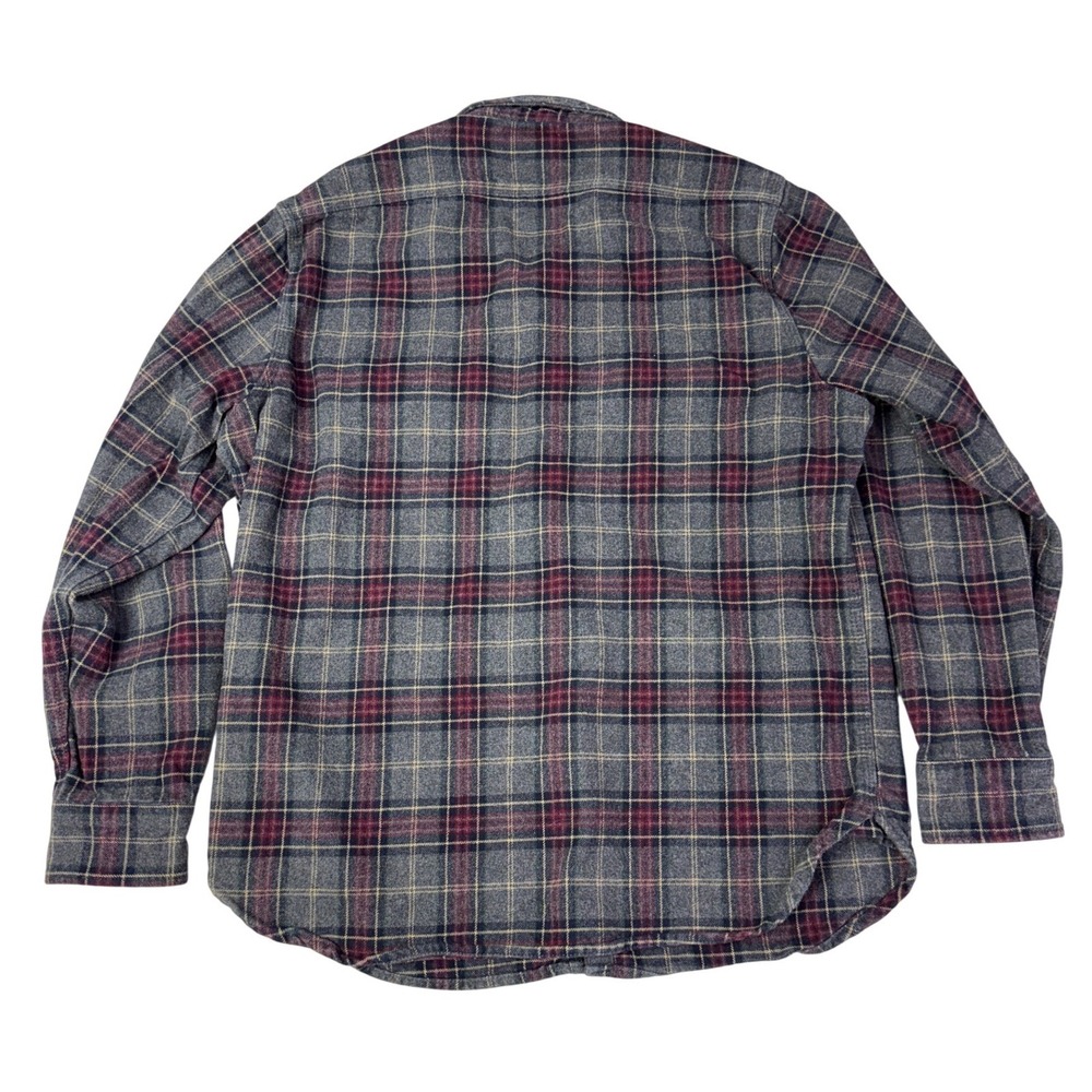 Grayers Heritage Flannels Mens Large Grey Burgundy Plaid Cotton Button down - Picture 3 of 9